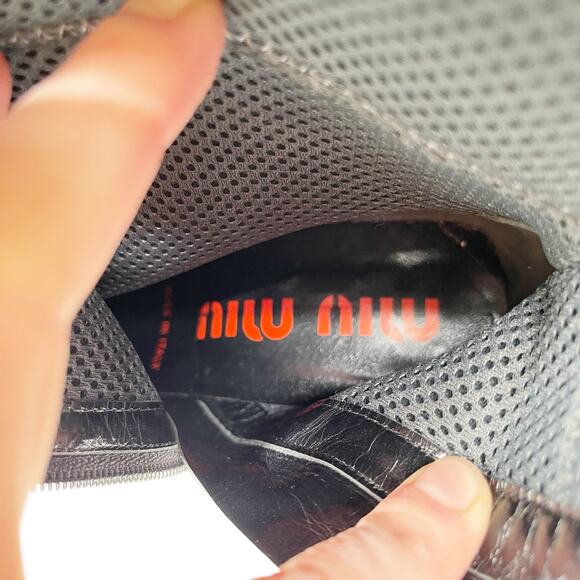 Vintage Miu Miu Black Leather Bubble Sole Square Toe Block Heel Boots IT 37.5 - Picture 14 of 15